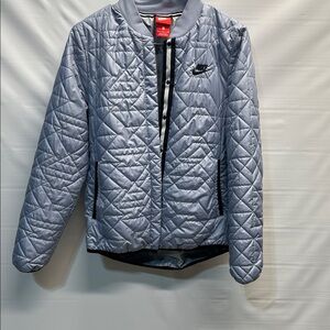Nike Quilted Bomber Jacket Women’s Small Gray Lightweight Insulated